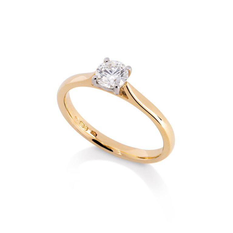 Image of a Forever Fattorinis 0.50ct Brilliant Cut Diamond Ring in yellow gold and platinum