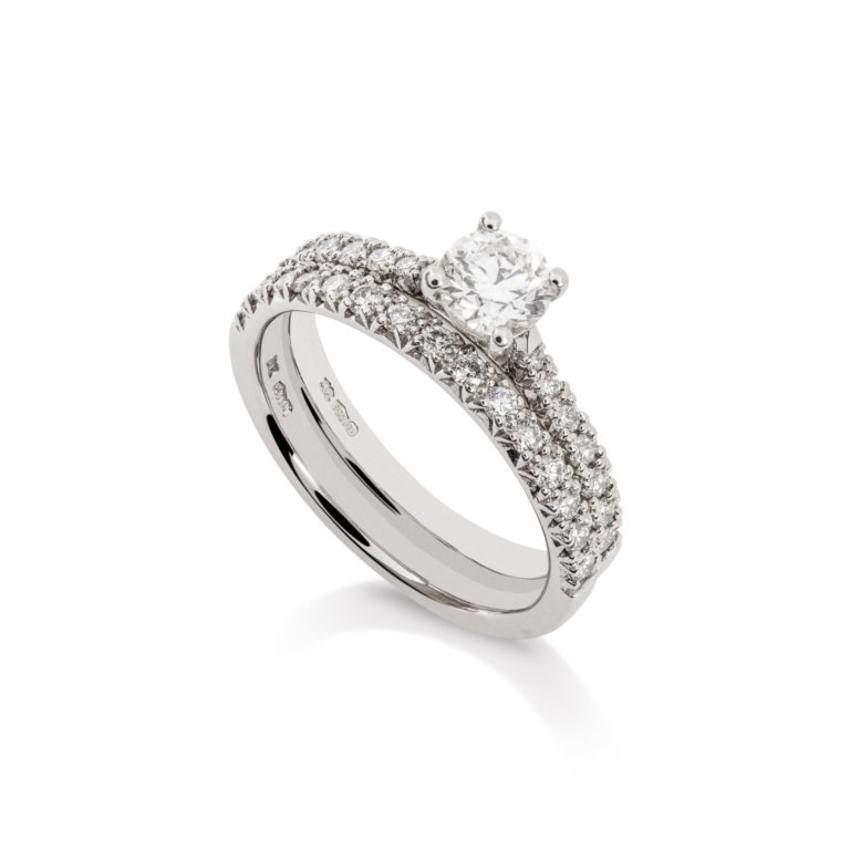 Image of a Forever Fattorinis round brilliant cut 0.50ct diamond ring with platinum band
