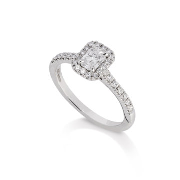 Image of a Phoenix Cut Diamond 0.38ct Halo Ring in platinum