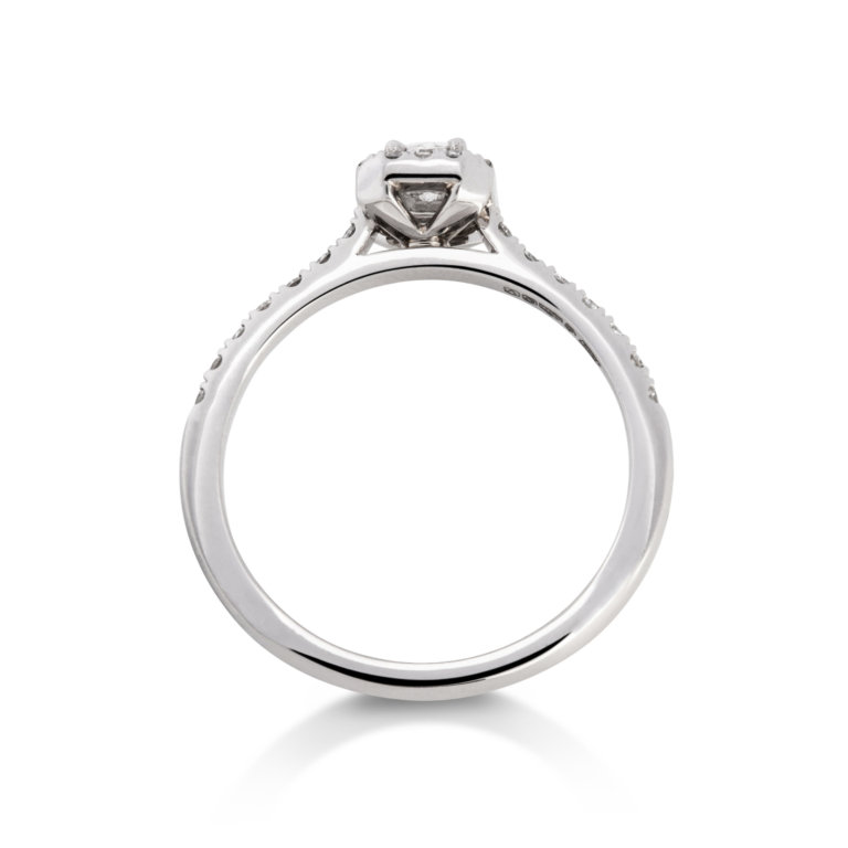 Image of a Phoenix Cut Diamond 0.24ct Halo Ring in platinum