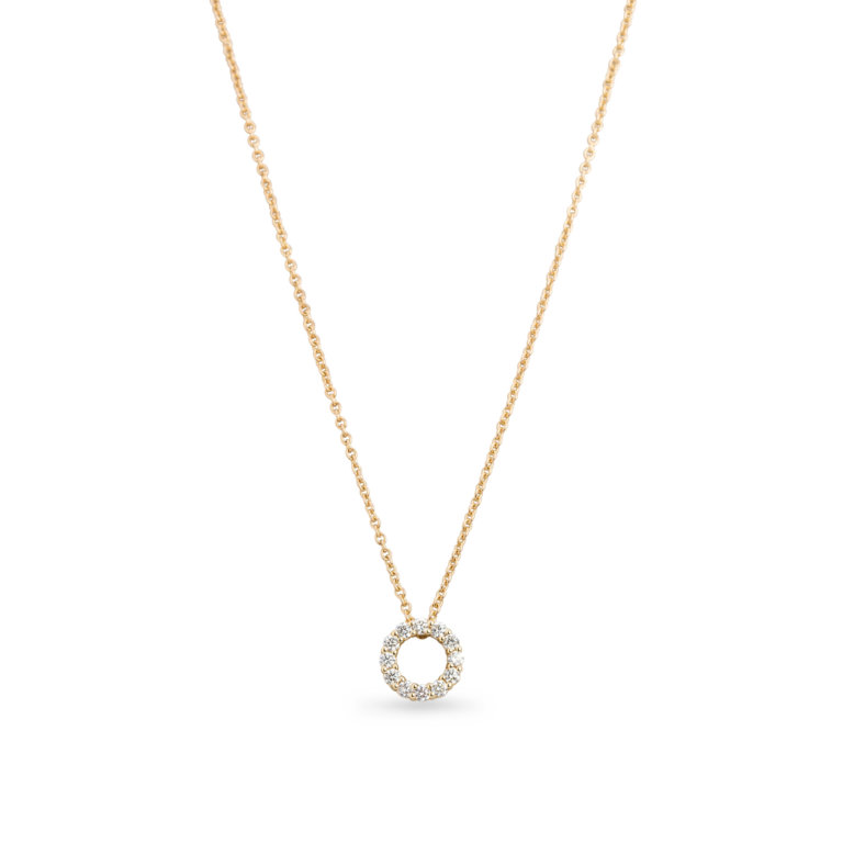 Image of a Brilliant Cut Diamond 0.26ct Extra Small Circle Pendant in yellow gold