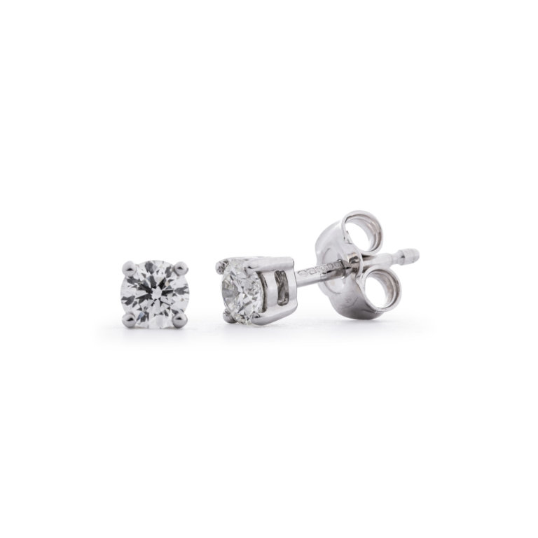 Image of a pair of Round Brilliant Cut 0.62ct Diamond Earrings in white gold