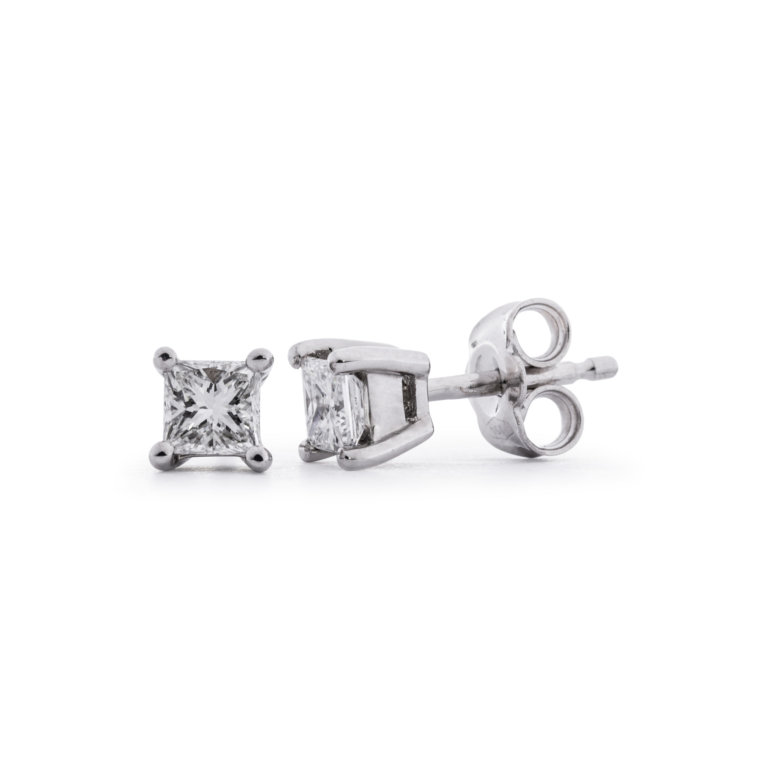 Image of a pair of Princess Cut 0.60ct Diamond Earrings in white gold