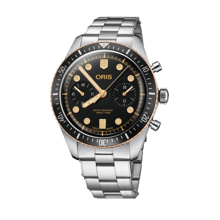 Image of an Oris Divers Sixty-Five Chronograph Watch with black dial
