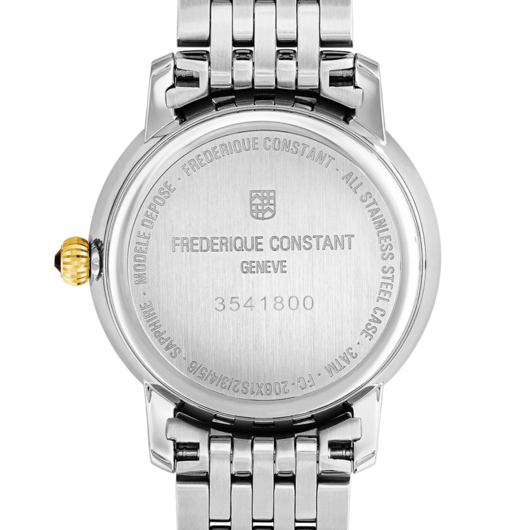 Image of the reverse of a Frederique Constant Slimline Ladies Moonphase Watch