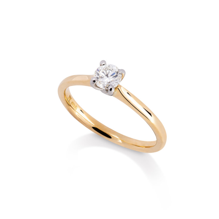 Image of a forever Fattorinis 0.30ct Brilliant Cut Diamond Ring in yellow gold and platinum