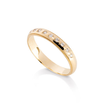 Image of a Brilliant Cut Diamond 0.09ct Beaded Edge Wedding Band in yellow gold