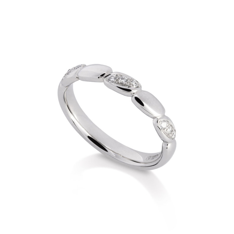 Image of an Oval Twist Diamond Set Wedding Band in platinum