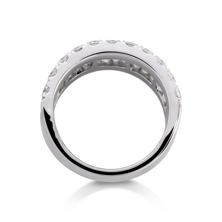 Image of a Baguette and Round Brilliant Total 2.96ct Diamond Three Row Ring in platinum