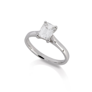 Image of a Forever Fattorinis 1.00ct Emerald Cut Diamond Ring in platinum