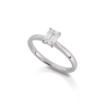 Image of a Forever Fattorinis 0.61ct Emerald Cut Diamond Ring in platinum