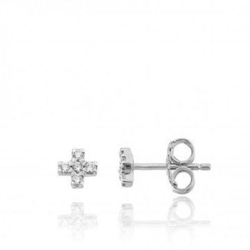 Chimento Love In White Gold and Diamond Cross Earrings