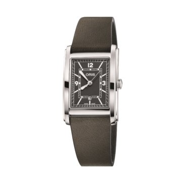 Image of an Oris Rectangular Watch with dark green strap