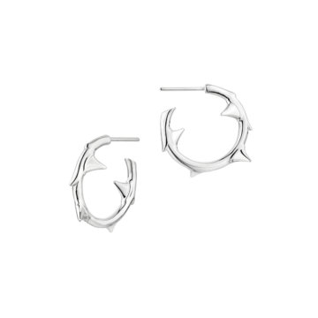 Image of a pair of Shaun Leane Silver Rose Thorn Small Hoop Earrings