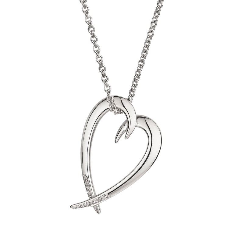 Shaun Leane Silver and Diamond Hook Heart Pendant
