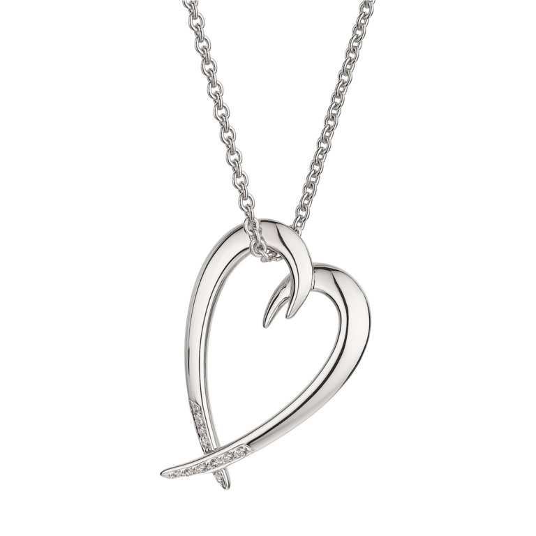 Image of a Shaun Leane Silver and Diamond Hook Heart Pendant