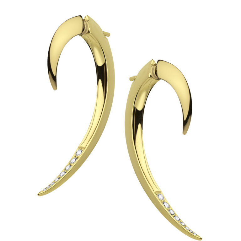 Shaun Leane Vermeil and Diamond Hook Earrings