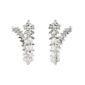 Image of a pair of Shaun Leane Silver Serpent's Trace Mini Hoop Earrings