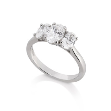 Image of an Oval Brilliant Cut 1.73ct Diamond Three stone Ring in platinum