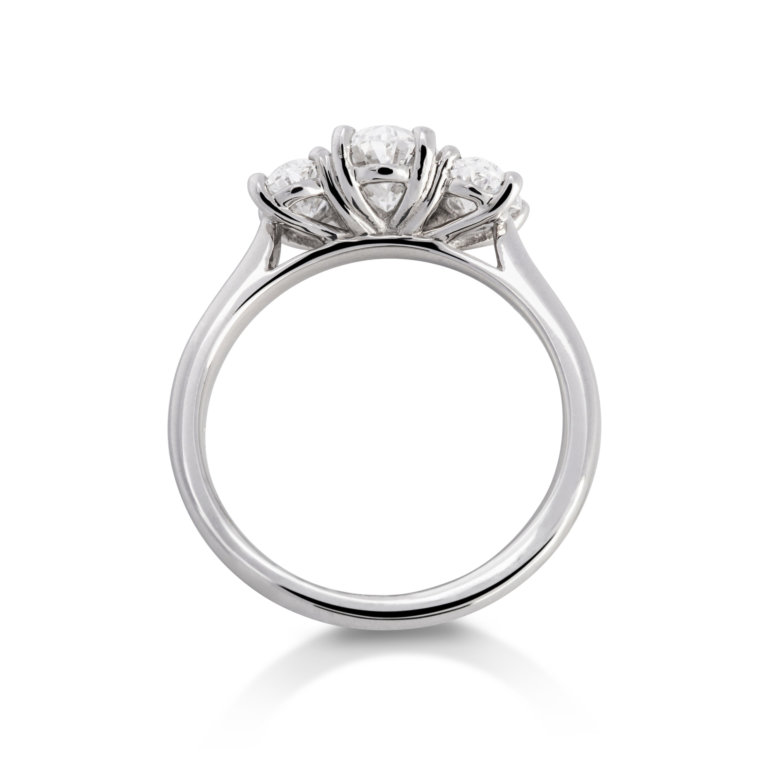 Image of an Oval Brilliant Cut 1.73ct Diamond Three stone Ring in platinum