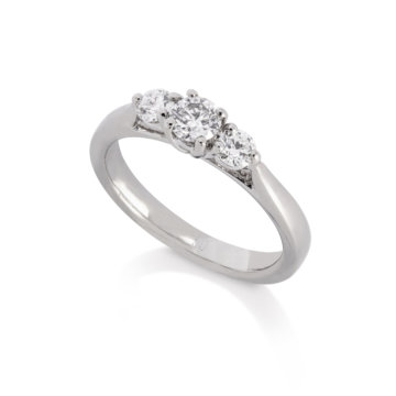 Image of a brilliant Cut 0.50ct Diamond Three Stone Ring in platinum