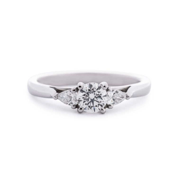 Brilliant and Pear Cut 0.57ct Diamond Three Stone Ring