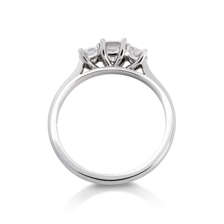 Image of a Princess Cut 0.78ct Diamond Three Stone Ring in platinum