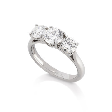 Image of a brilliant Cut 2.00ct Diamond Three Stone Ring in platinum