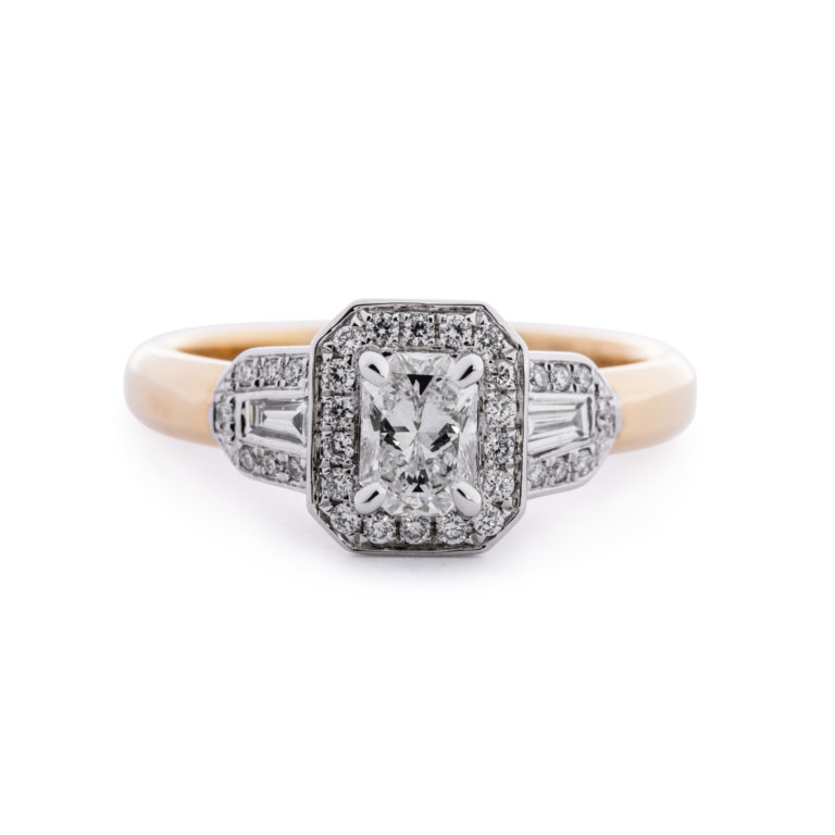 Phoenix Cut Diamond 0.43ct Art Deco Style Halo Ring