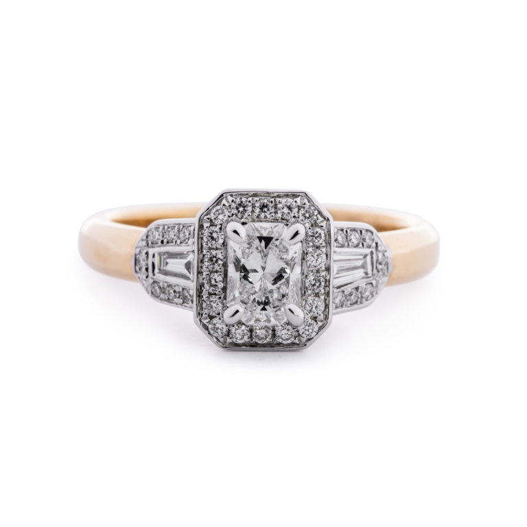 Phoenix Cut Diamond 0.43ct Art Deco Style Halo Ring - Image 3
