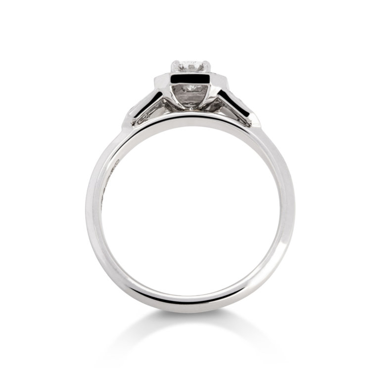 Image of a Phoenix Cut Diamond 0.27ct Art Deco Style Halo Ring in platinum