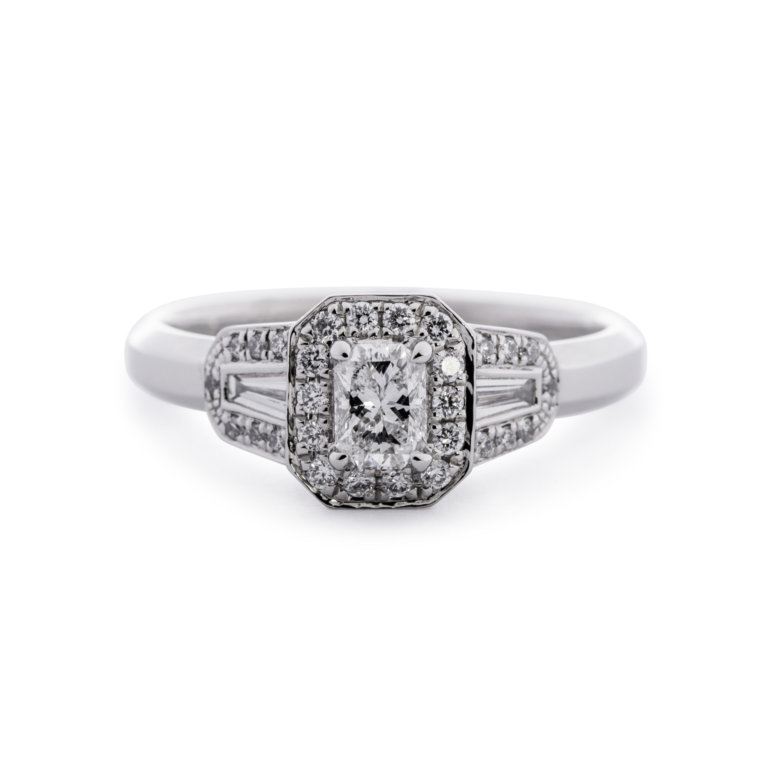 Phoenix Cut Diamond 0.30ct Art Deco Style Halo Ring
