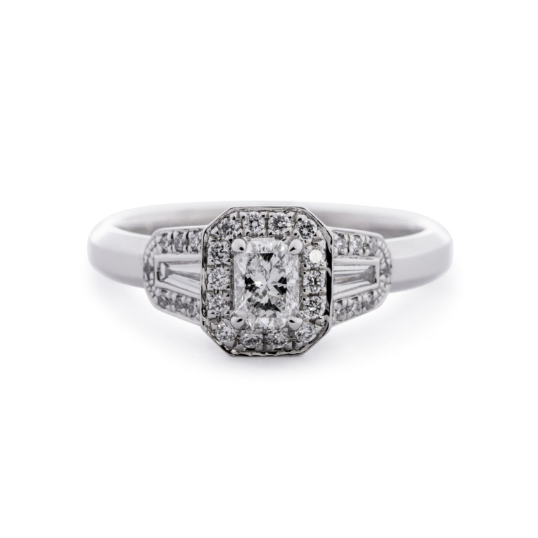 Phoenix Cut Diamond 0.30ct Art Deco Style Halo Ring - Image 3