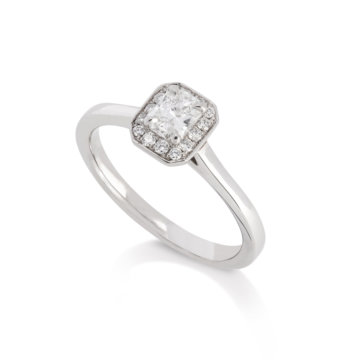 Image of a Phoenix Cut Diamond 0.41ct Halo Ring in platinum