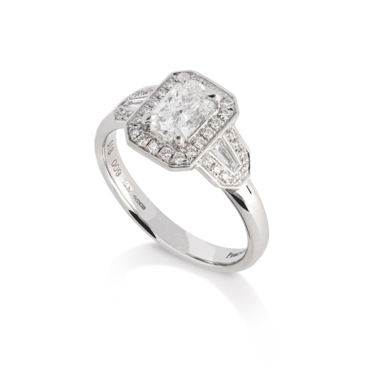 Phoenix Cut Diamond 0.71ct Art Deco Style Halo Ring