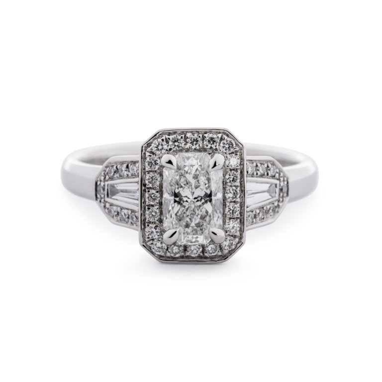 Phoenix Cut Diamond 0.71ct Art Deco Style Halo Ring - Image 3