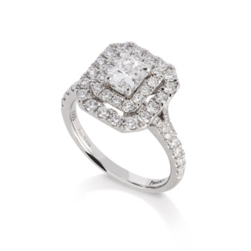 Image of a Phoenix Cut Diamond 0.53ct Double Halo Ring in platinum