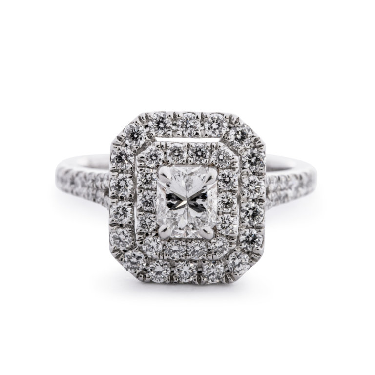 Phoenix Cut Diamond 0.53ct Double Halo Ring