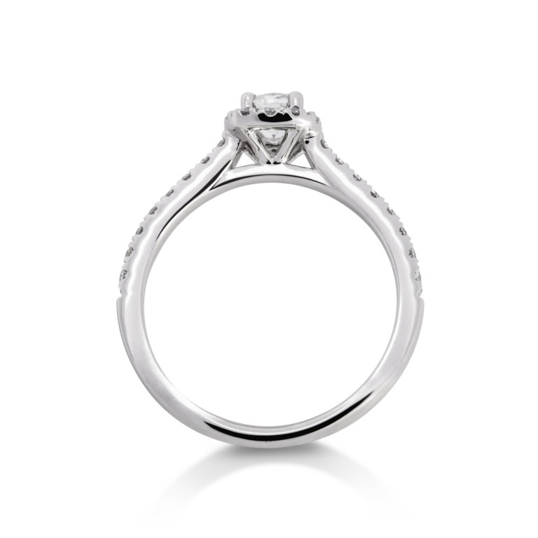 Image of a Cushion Cut 0.43ct Diamond Halo Ring in platinum