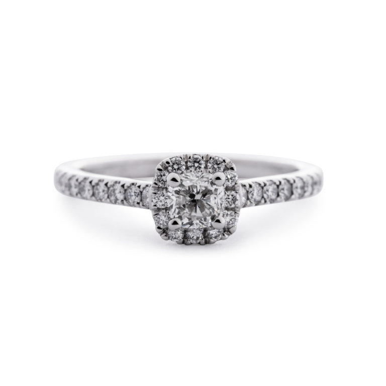 Cushion Cut 0.50ct Diamond Halo Ring