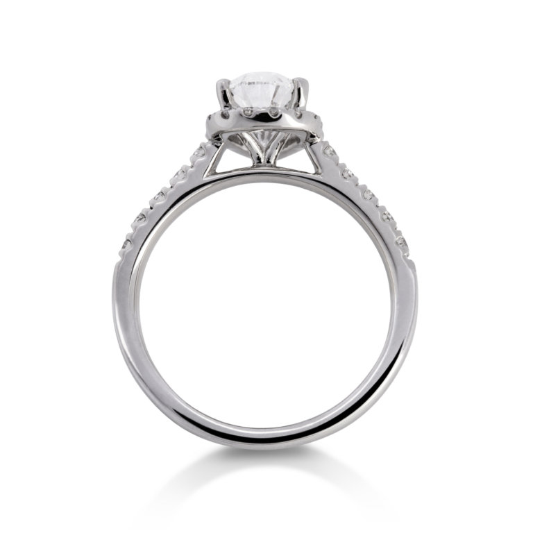 Image of a Pear Cut 1.01ct Diamond Halo Ring in platinum