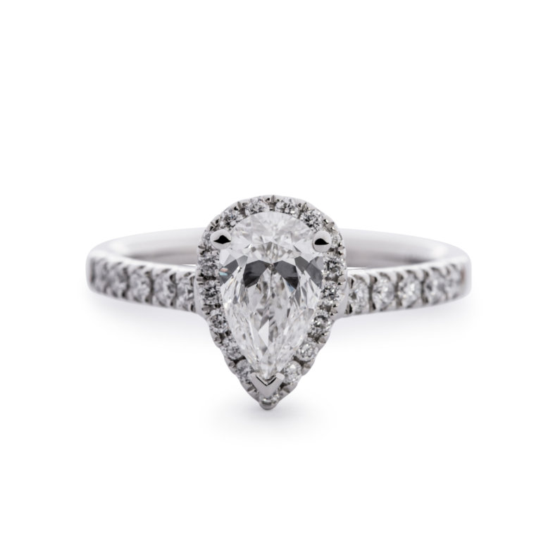 Pear Cut 1.01ct Diamond Halo Ring