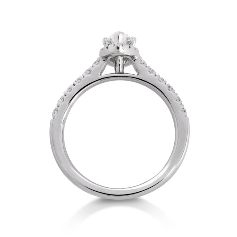 Image of a Marquise Cut 0.40ct Diamond Halo Ring in platinum
