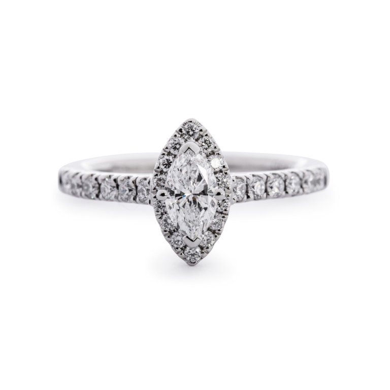 Marquise Cut 0.40ct Diamond Halo Ring - Image 3