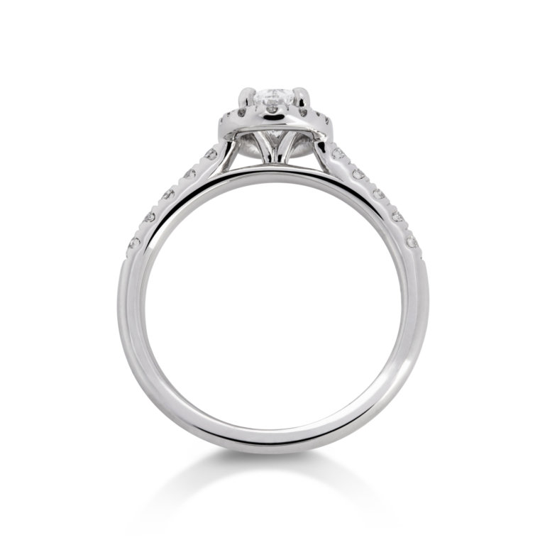 Image of an Oval Brilliant Cut 0.53ct Diamond Halo Ring in platinum