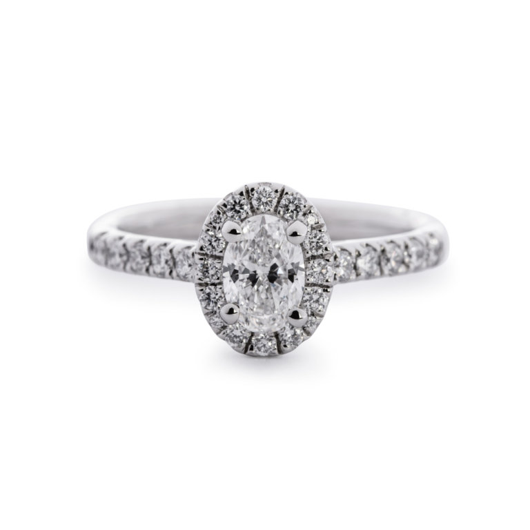 Oval Brilliant Cut 0.52ct Diamond Halo Ring - Image 3
