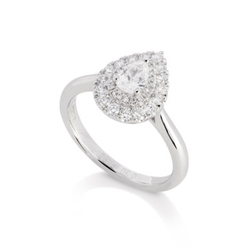 Image of a Pear Cut 0.30ct Diamond Double Halo Ring in platinum