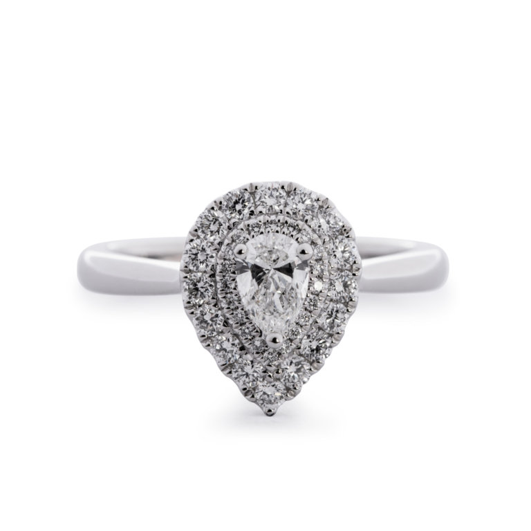 Pear Cut 0.30ct Diamond Double Halo Ring - Image 3