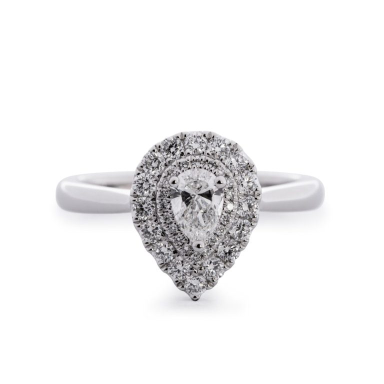 Pear Cut 0.30ct Diamond Double Halo Ring