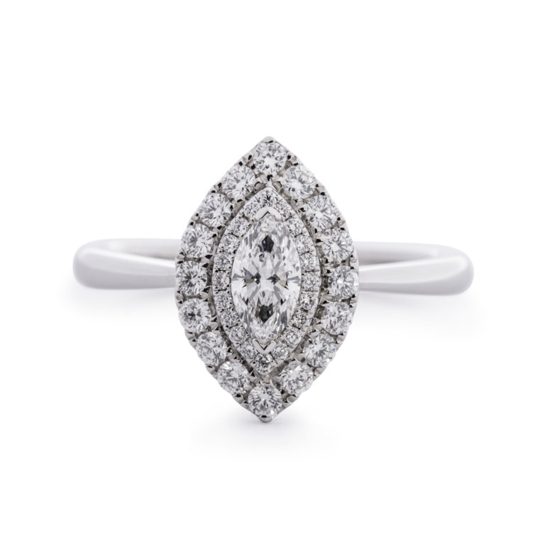 Marquise Cut 0.32ct Diamond Double Halo Ring